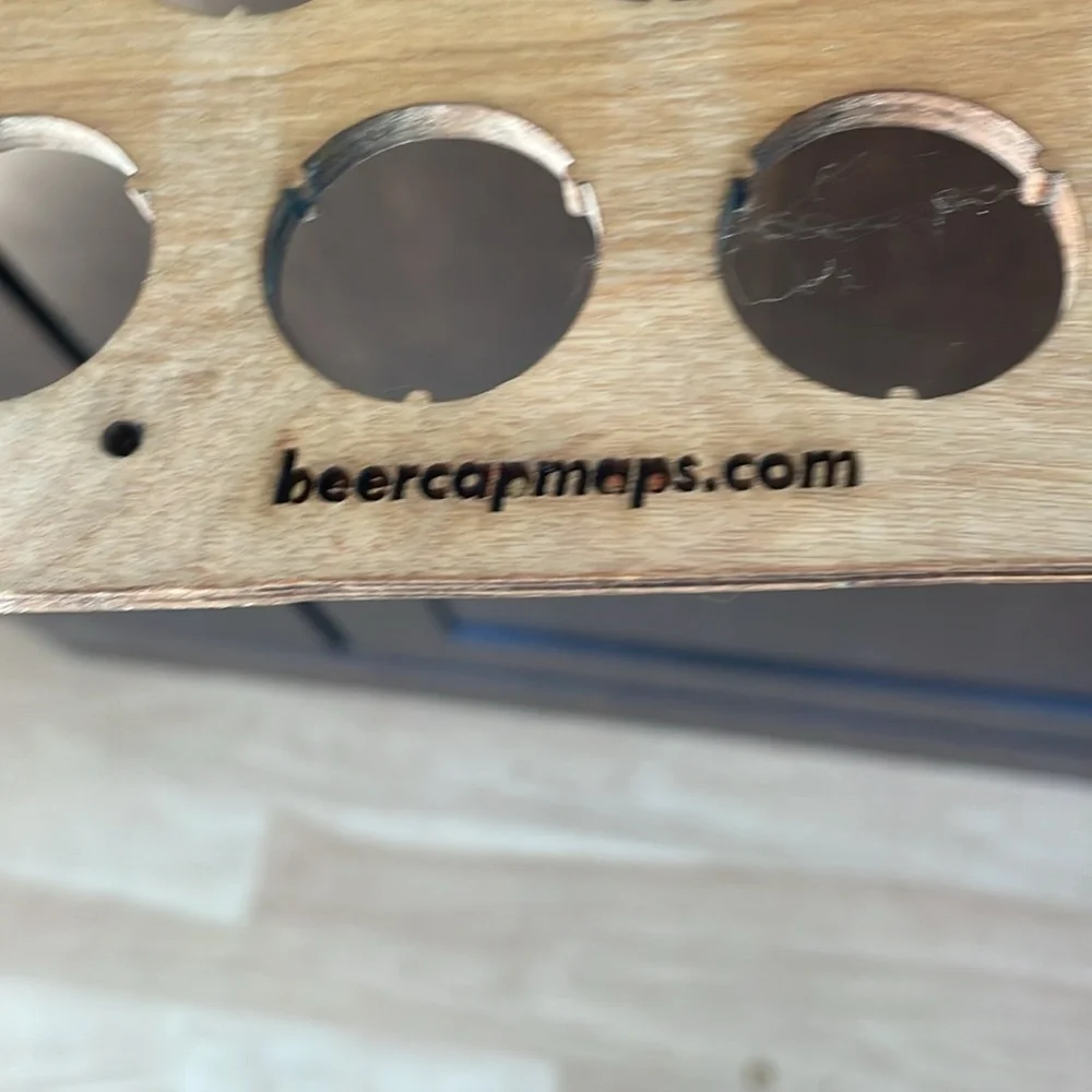 Wood beer cap map Michigan